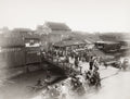 Shanghai China Bridge River Busy Traffic Rickshaws Vtg. Photo 19thC.