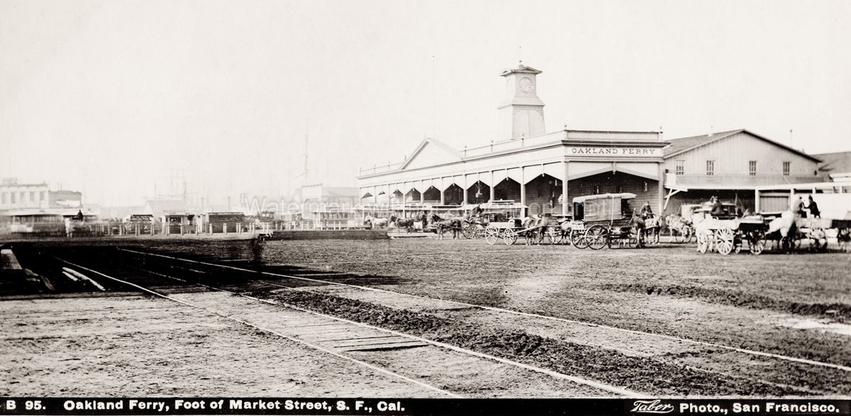 Oakland Ferry Foot Market Street San Francisco Carriages Vtg. Photo 19thC.