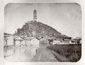 China Yangtze River Hilltop Pagoda Village Landscape Rural Vtg. Photo 19thC.
