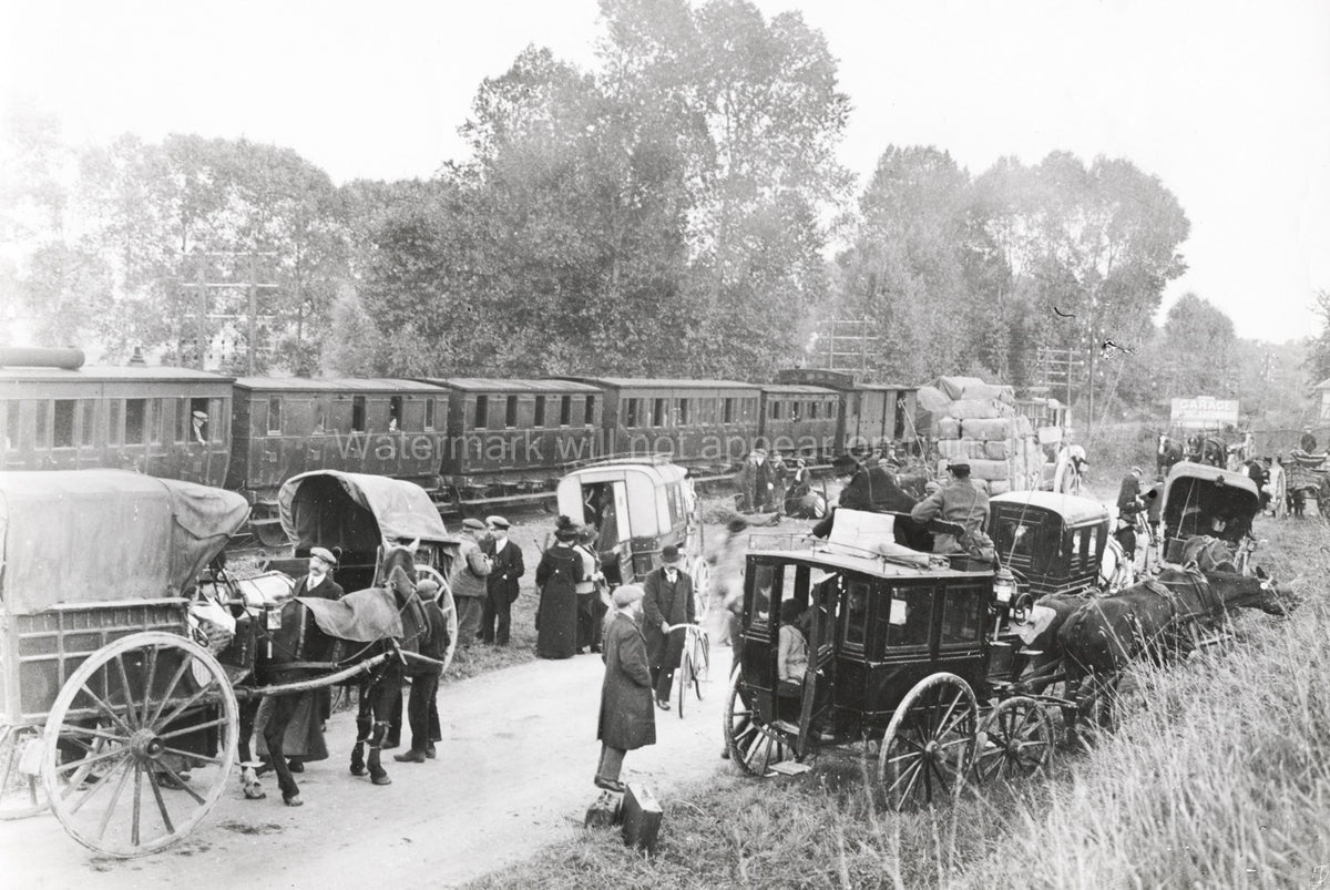 WW1 Picquingy Amiens Blocked Railway Train Horse Carriages Vtg. Photo