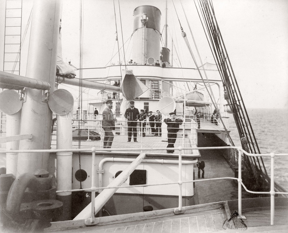 White Star Line RMS Teutonic Deck Sailors Crew Ocean Liner Vtg. Photo 19thC.