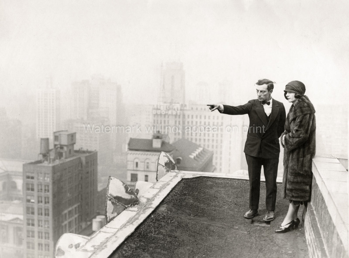 Buster Keaton Natalia Talmadge New York City Rooftop View Vtg. Photo 20thC.