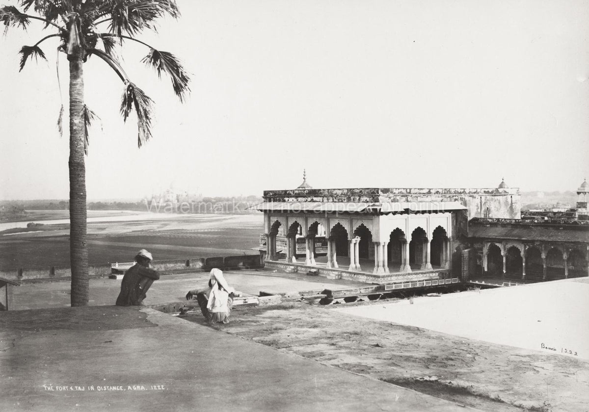 Agra Fort India Taj Mahal Mughal Architecture Pavilion Vtg. Photo 19thC.