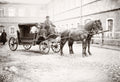 Russian Horse Drawn Carriage Omnibus Moscow Coachman Uniform Vtg. Photo 19thC.