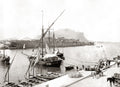 Palermo Italy Waterfront Harbor Ships Docks Sailing Masts Vtg. Photo 19thC.