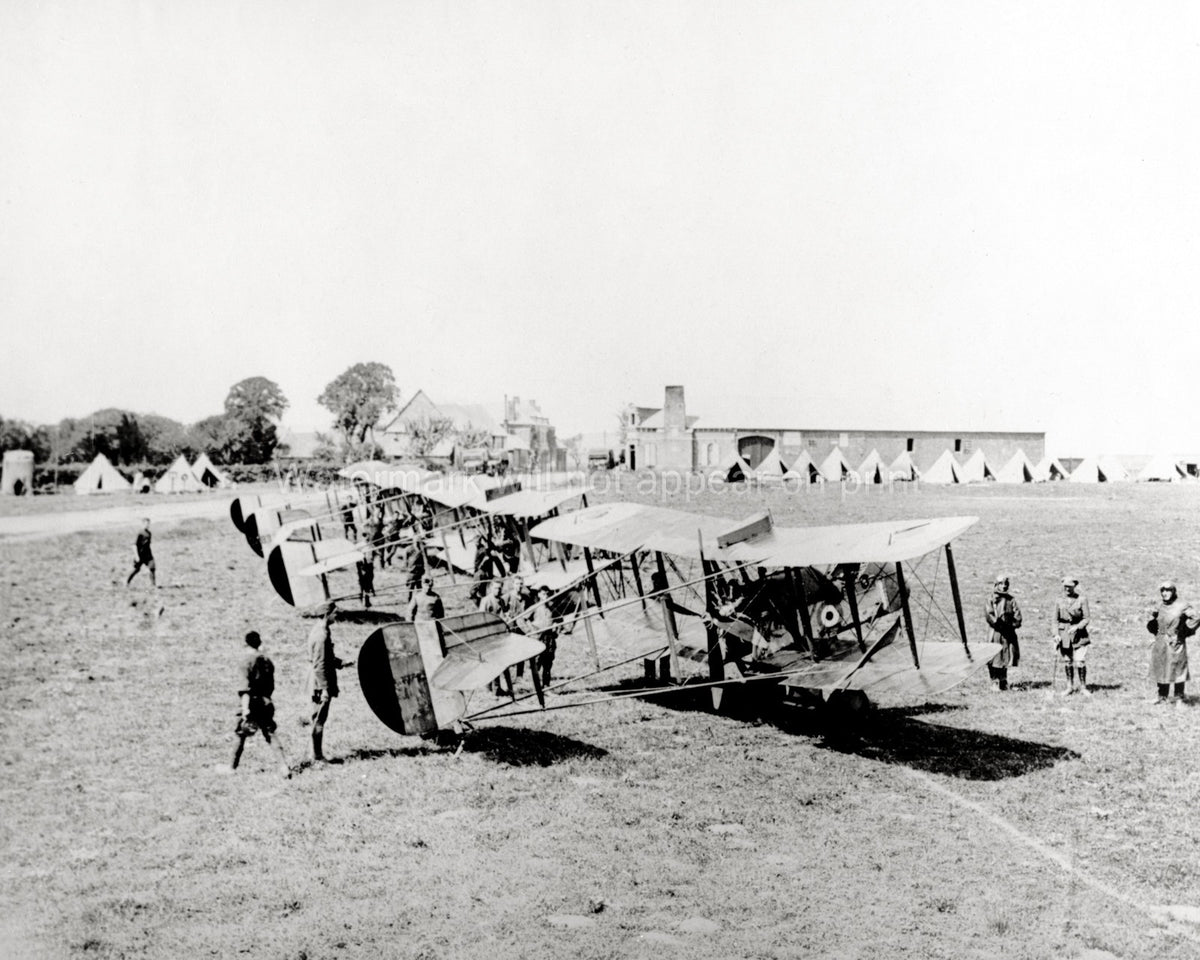 France British RAF Biplanes Patrol Airfield Soldiers Vtg. Photo WW1