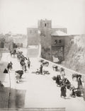 Jerusalem Tower David Street Scene Camels Donkeys Market Holy Vtg. Photo 19thC.