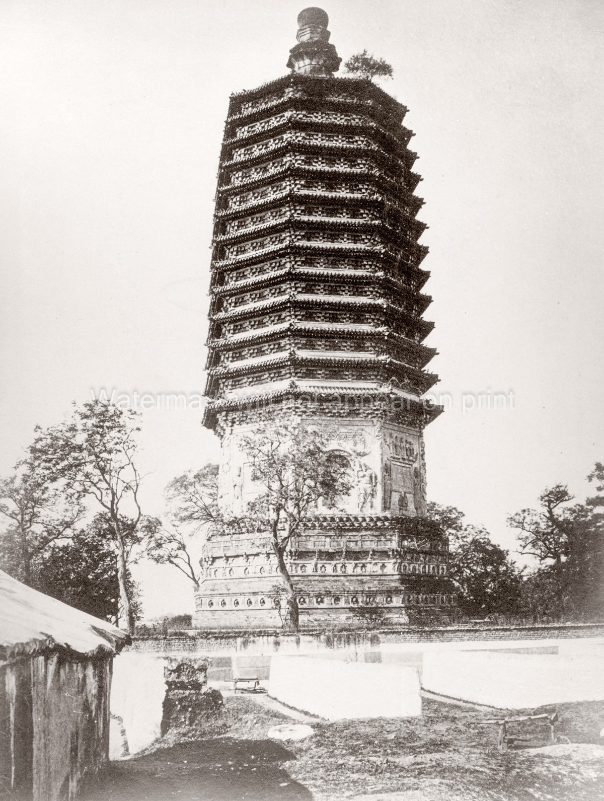 Peking Beijing China Pagoda Temple Tower Landmark Architecture Vtg. Photo 19thC.