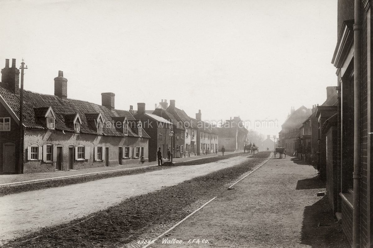 Walton-on-Thames Surrey Village Street Scene Cottages Tramway Vtg. Photo 19thC.