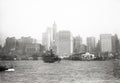 New York Manhattan Waterfront Skyline Ferry Harbor Skyscrapers Vtg. Photo 20thC.