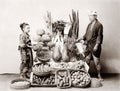 Japan Man Selling Fruit Vegetables Vendor Market Stall Girl Vtg. Photo 19thC.