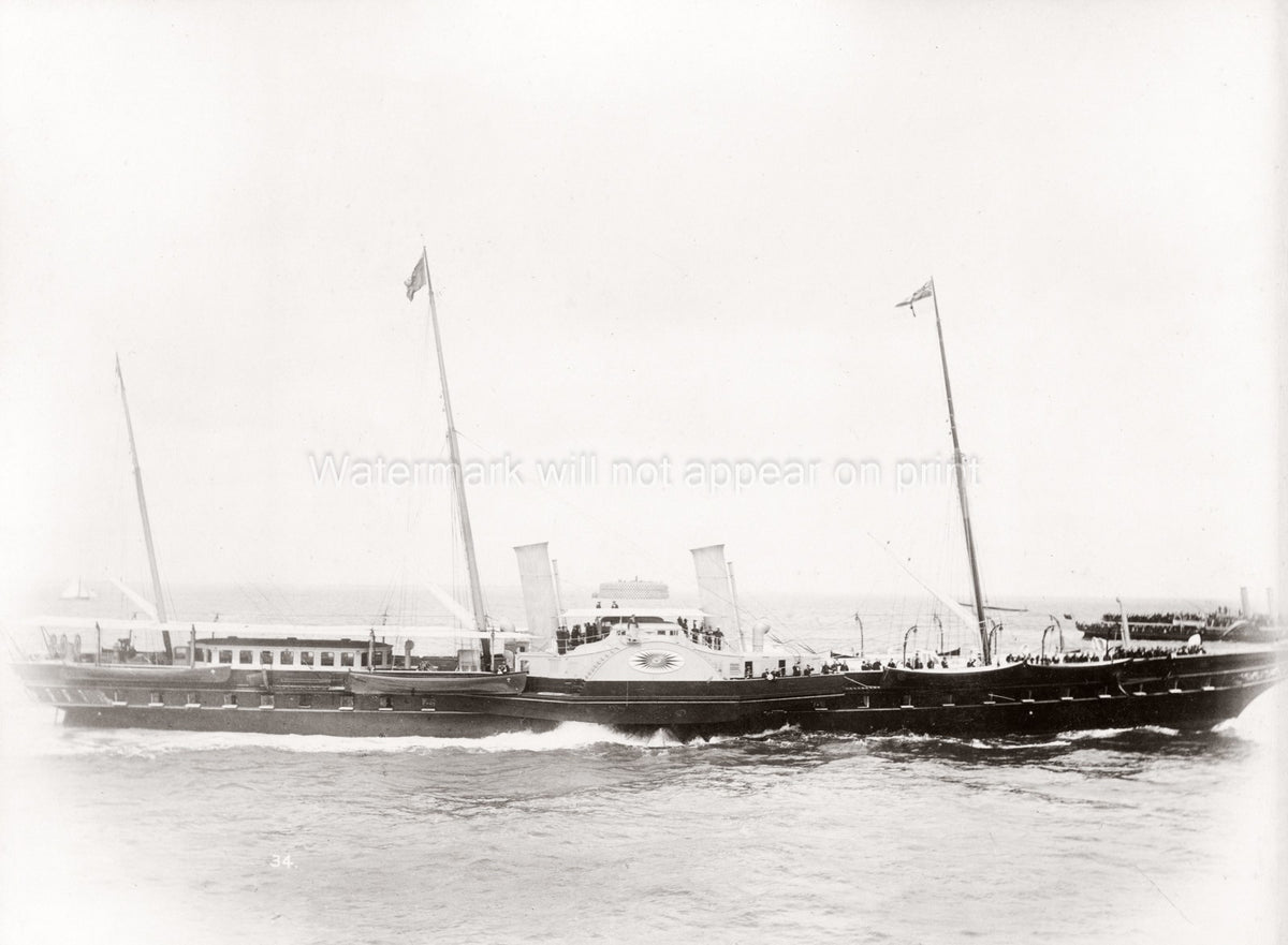 White Star Line RMS Teutonic Launch Royal Visit Ship Steamer Vtg. Photo 19thC.