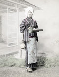 Japan Tea House Serving Girl Waitress Kimono Portrait Vtg. Photo 19thC.