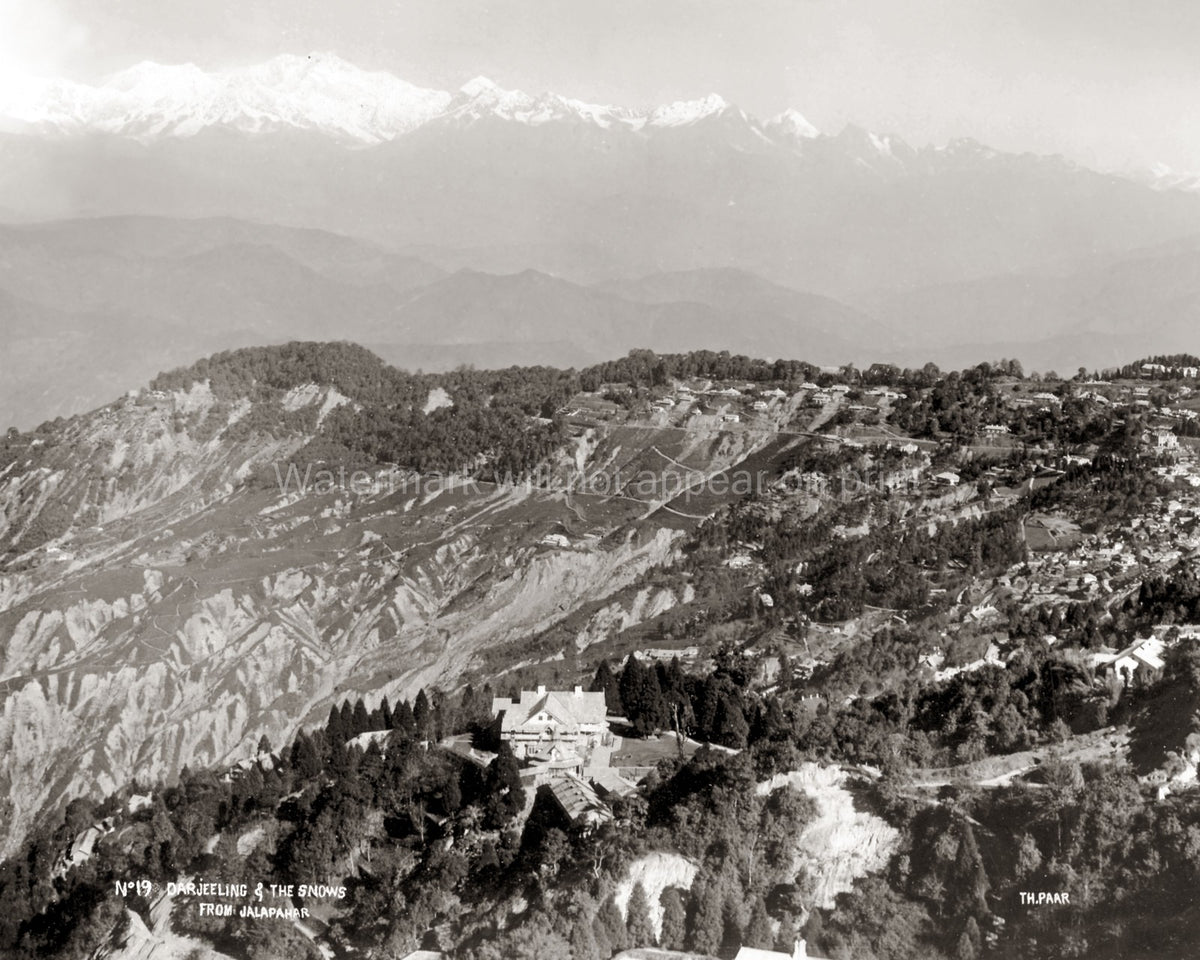 Darjeeling India Himalayas Mountain View Cityscape Landscape Vtg. Photo 19thC.
