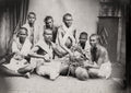 Burmese Labourers Bassein Pathein Men Coconuts Group Vtg. Photo 19thC.