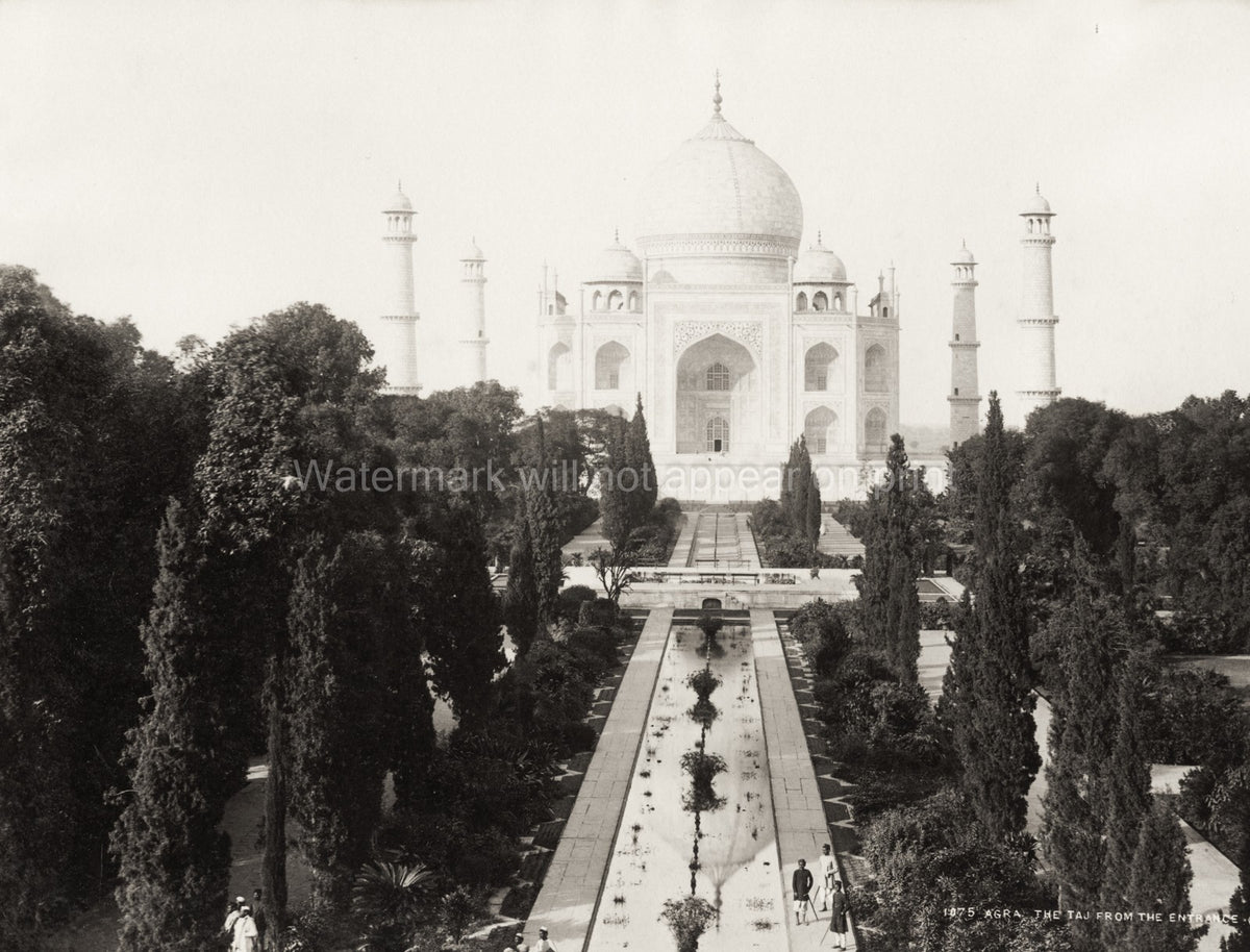 Agra India Taj Mahal Mausoleum Mughal Architecture Garden Vtg. Photo 19thC.