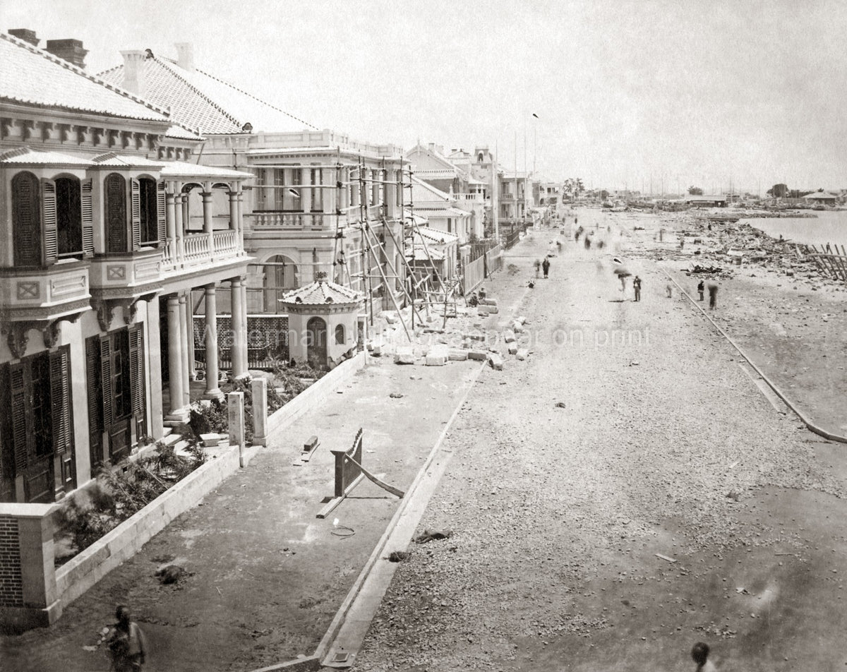 Kobe Japan Bund Typhoon Damage Street Scene Architecture Vtg. Photo 19thC.