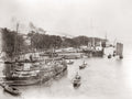 Hankow Hankou Wuhan Bund China River Harbor Boats Junks Vtg. Photo 19thC.