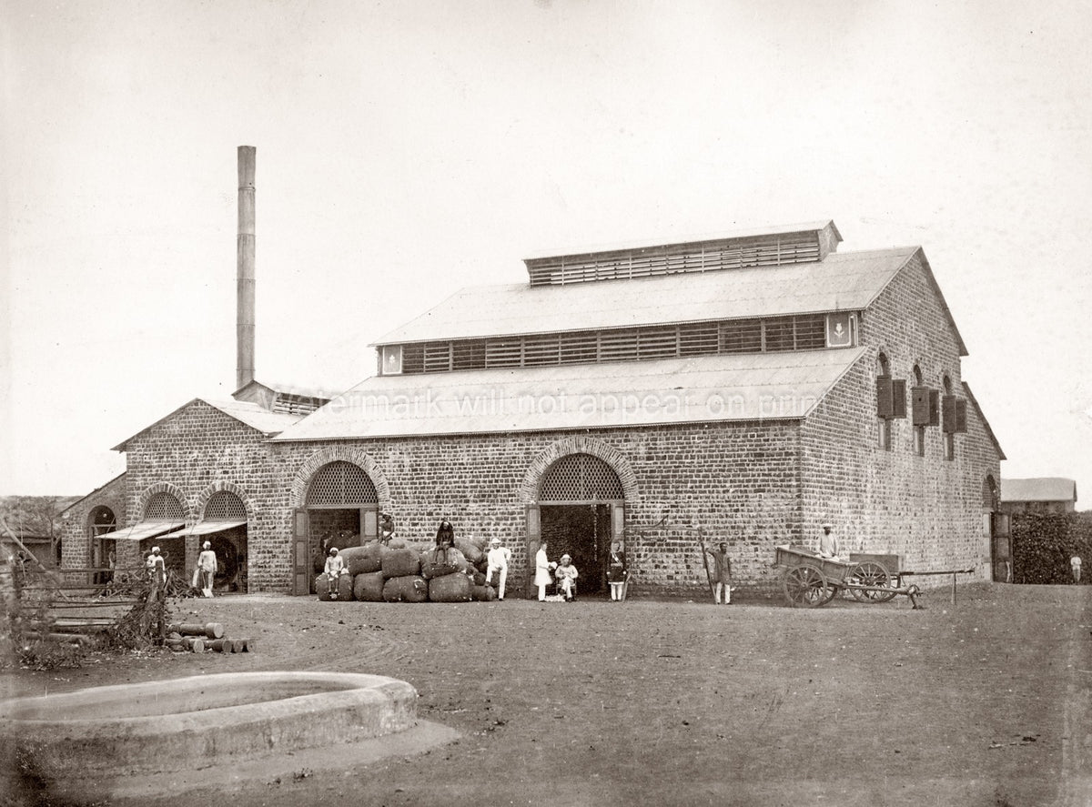 Khamgaon India Cotton Factory Workers Bales Industrial Vtg. Photo 19thC.