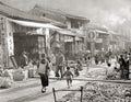 Aplichow Aberdeen Hong Kong Street Scene Children Playing Vtg. Photo 19thC.