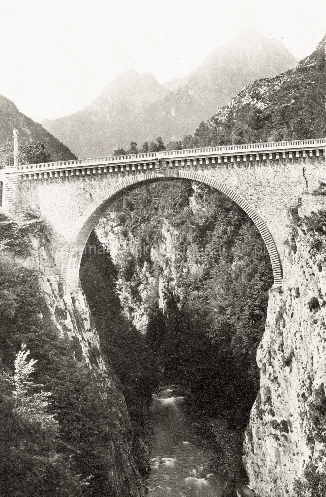 Napoleon Bridge Luz Saint Sauveur France Arch Gorge Mountains Vtg. Photo 19thC.
