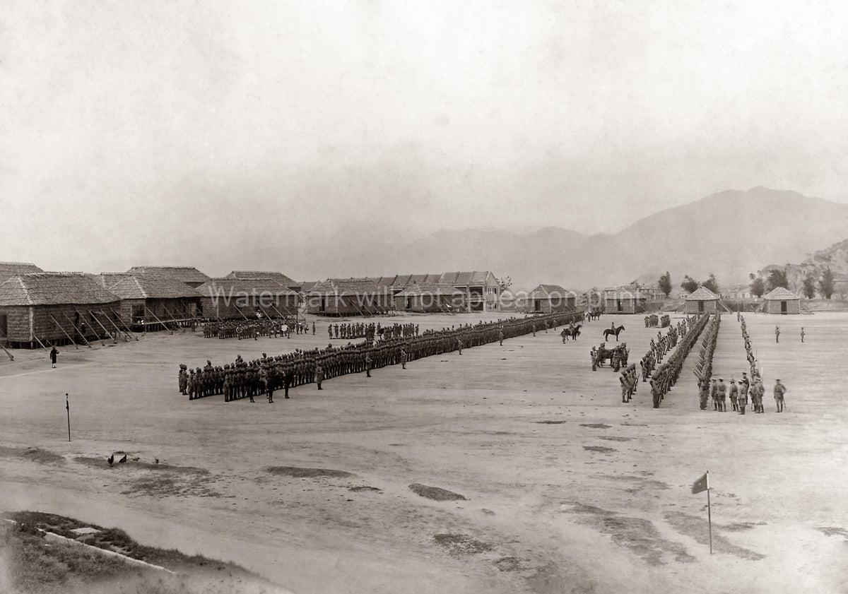 Hong Kong Military Inspection Duke of Connaught Soldiers Vtg. Photo 19thC.