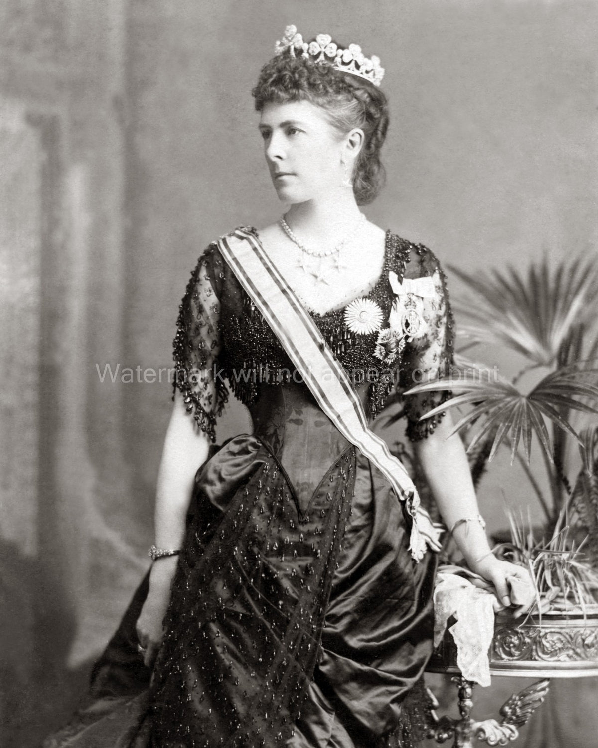 Lady Dufferin Wife Viceroy India Royalty Tiara Gown Sash Vtg. Photo 19thC.
