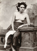 Pacific Islands Fiji Tahiti Samoa Woman Flower Crown Vtg. Photo 19thC.