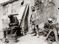 Chinese Carpenters Wood Workers Tools Labor Outdoor Workshop Vtg. Photo 19thC.