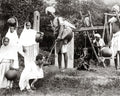 India Water Carrier Bhisti Well Women With Pots Village Life Vtg. Photo 19thC.