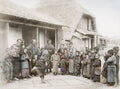 Japan Children Playing Hopscotch Street Game Village Life Vtg. Photo 19thC.