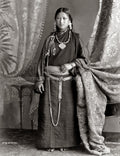 Bhutanese Girl Portrait Traditional Bhutia Dress Jewelry Vtg. Photo 19thC.
