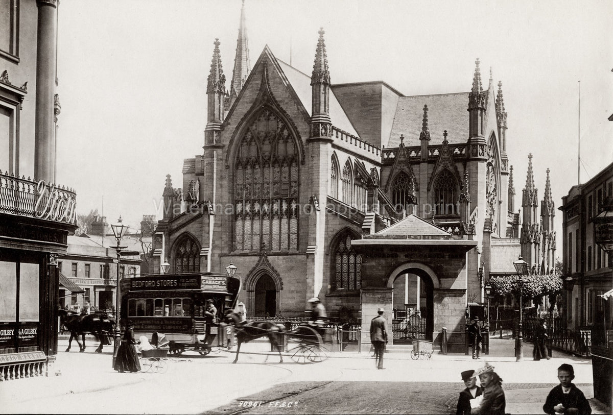 Saint's Church Leamington Spa Gothic Architecture Tram Vtg. Photo 19thC.