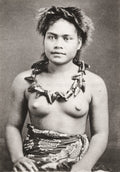 Western Samoa Fiji Tahiti Native Woman Portrait Traditional Vtg. Photo 19thC.