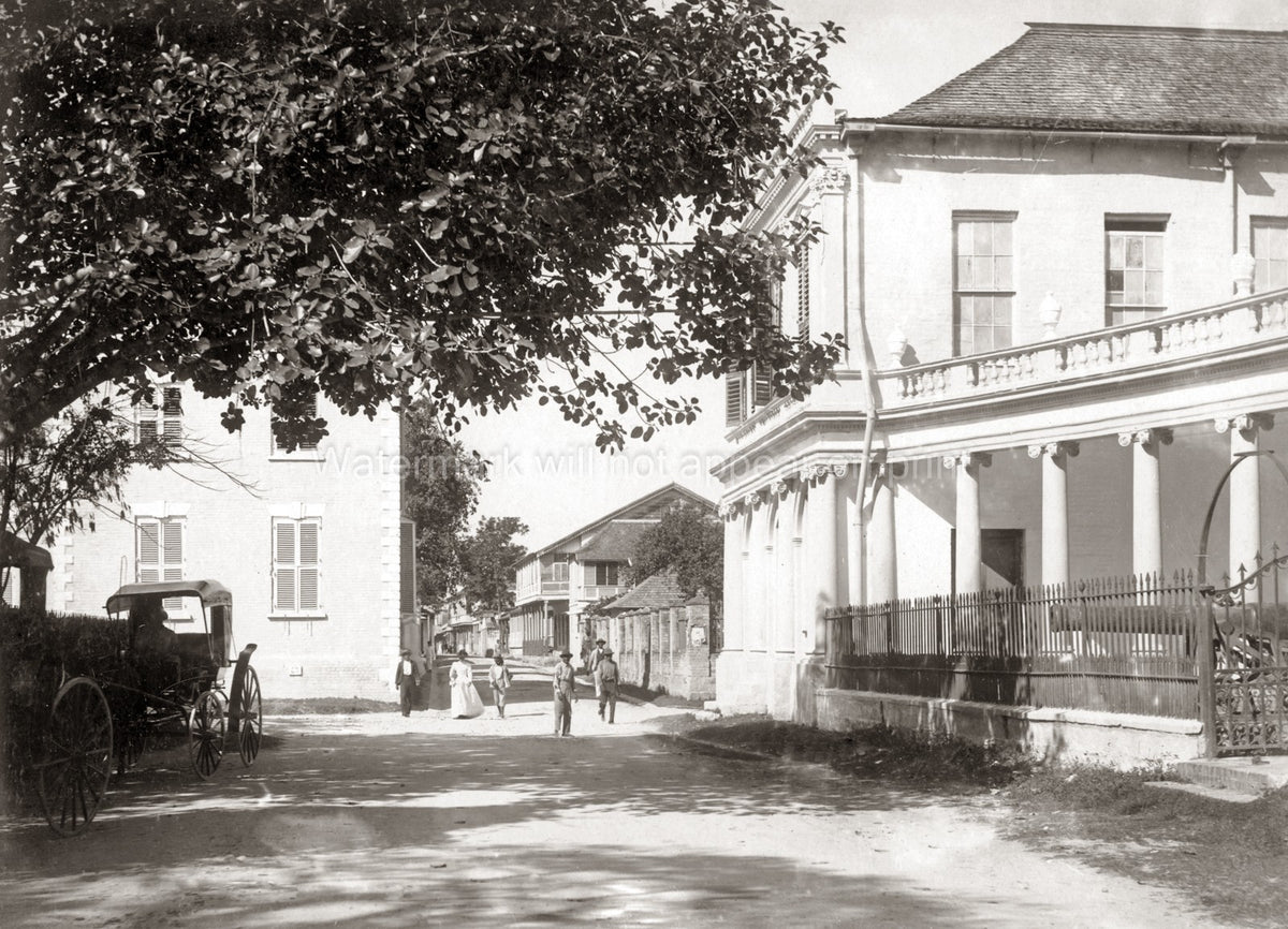 Spanish Town Jamaica Old Assembly Rooms Architecture Carriage Vtg. Photo 20thC.