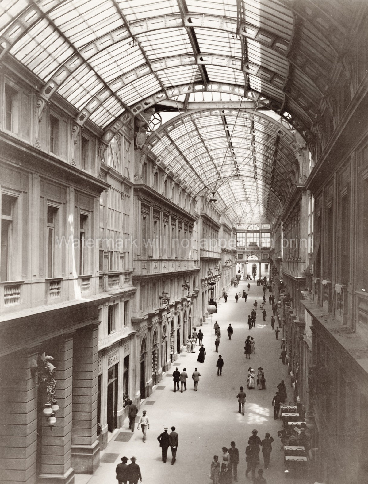 Galleria Mazzini Genoa Genova Italy Shopping Arcade People Vtg. Photo 19thC.