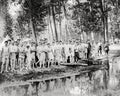 France WW1 Troops Soldiers Bathing River Woods Camp Military Vtg. Photo