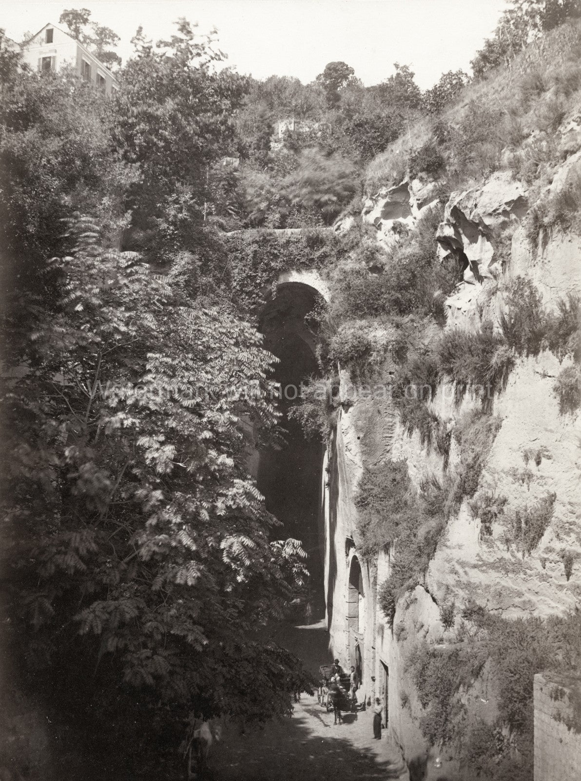 Naples Italy Crypta Neapolitana Grotto Posillipo Roman Tunnel Vtg. Photo 19thC.
