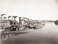 Japan Waterfront Wharves Godowns Warehouses Boats Canal Vtg. Photo 19thC.