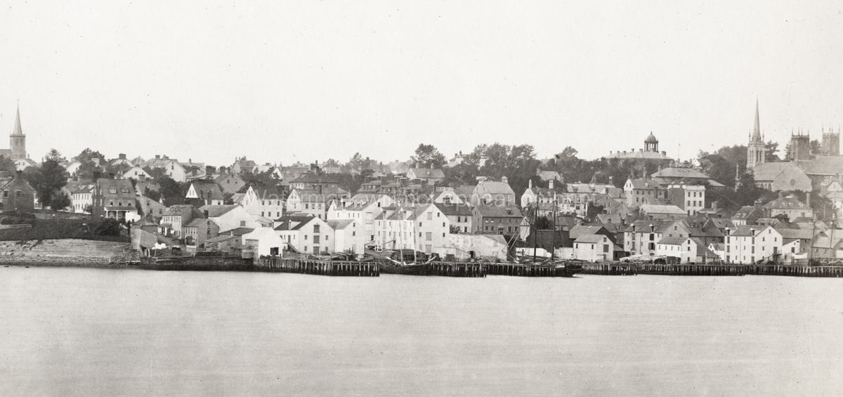 Halifax Nova Scotia Waterfront Cityscape Harbor Docks Ships Vtg. Photo 19thC.