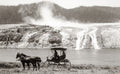 Hell's Half Acre Yellowstone Geothermal Hot Springs Horses Vtg. Photo 19thC.