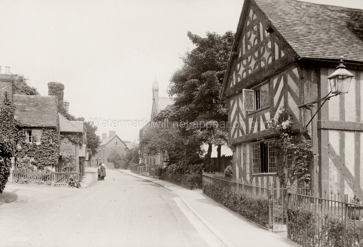 Church Stretton Shropshire Timber House Street Scene Vtg. Photo 19thC.