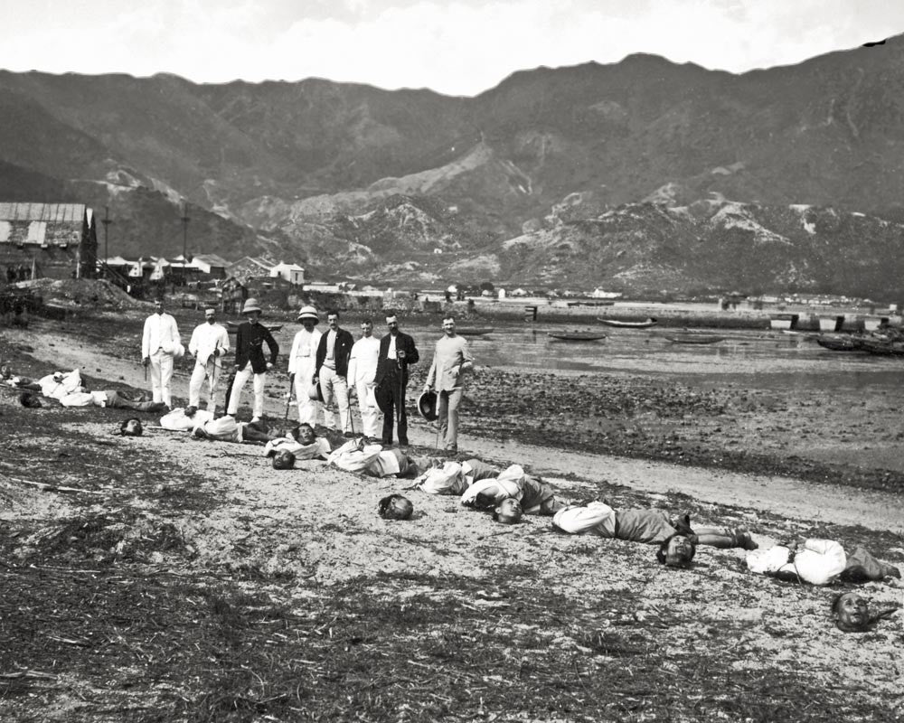 Hong Kong Execution Namoan Pirates Beheading Crime Scene Vtg. Photo Late 19thC.