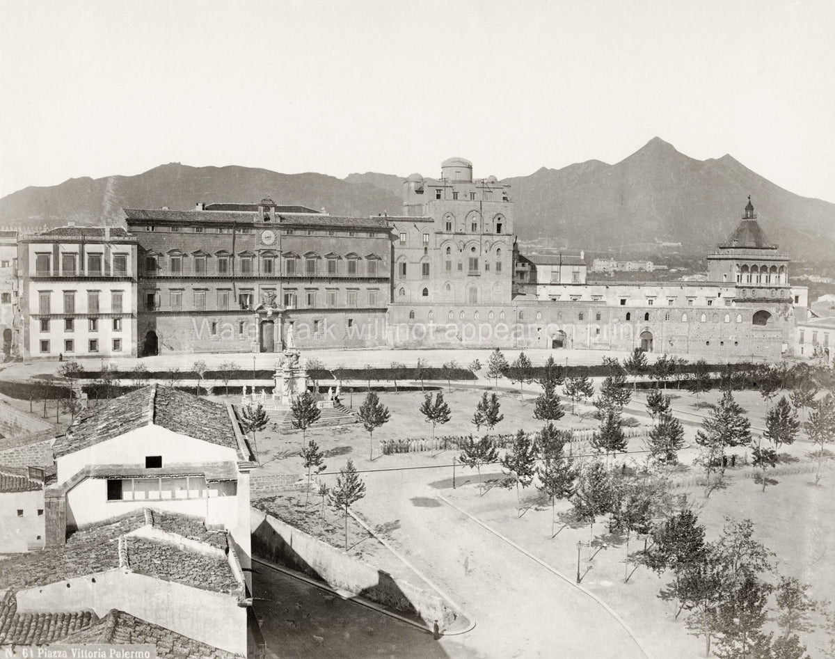 Palermo Italy Piazza Vittoria Norman Palace Porta Nuova Vtg. Photo 19thC.