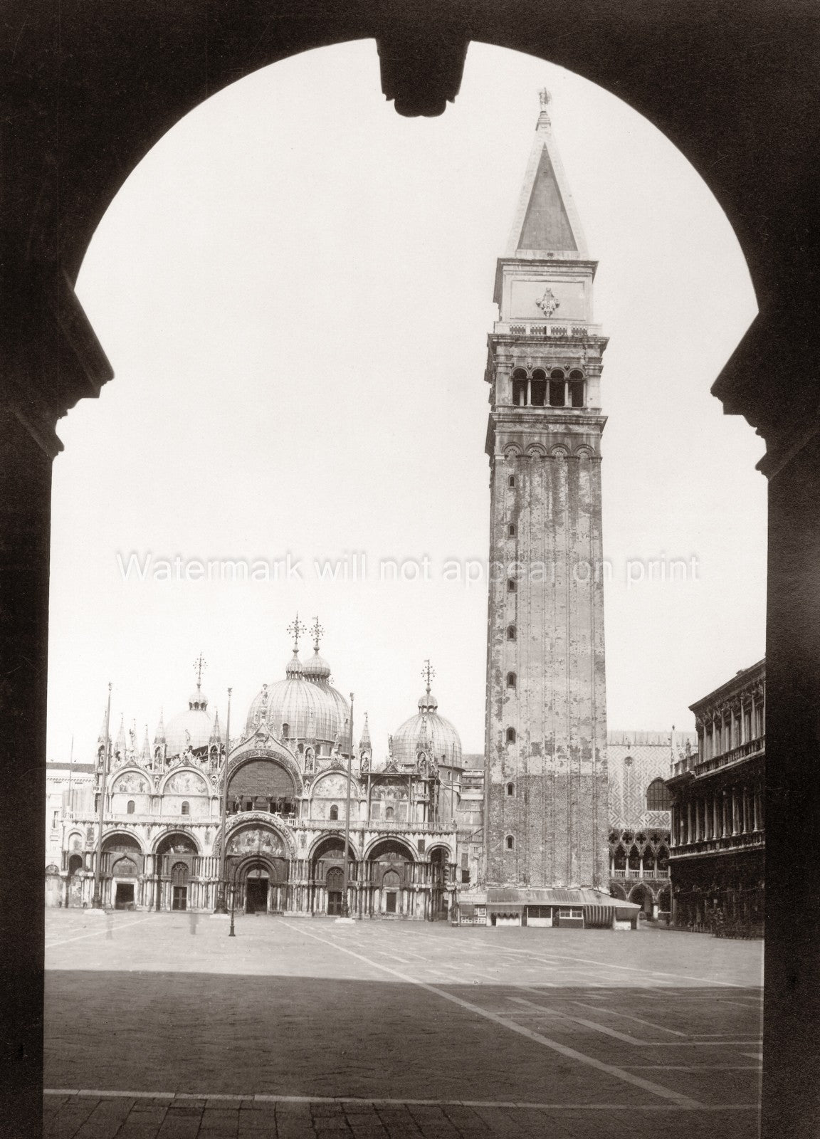 Venice St Mark's Cathedral Campanile Bell Tower Piazza San Vtg. Photo 20thC.