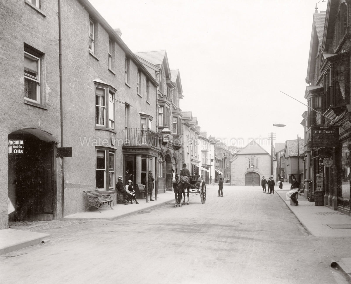 Rhayader Wales United Kingdom Street Scene Horse Carriage Vtg. Photo 19thC.