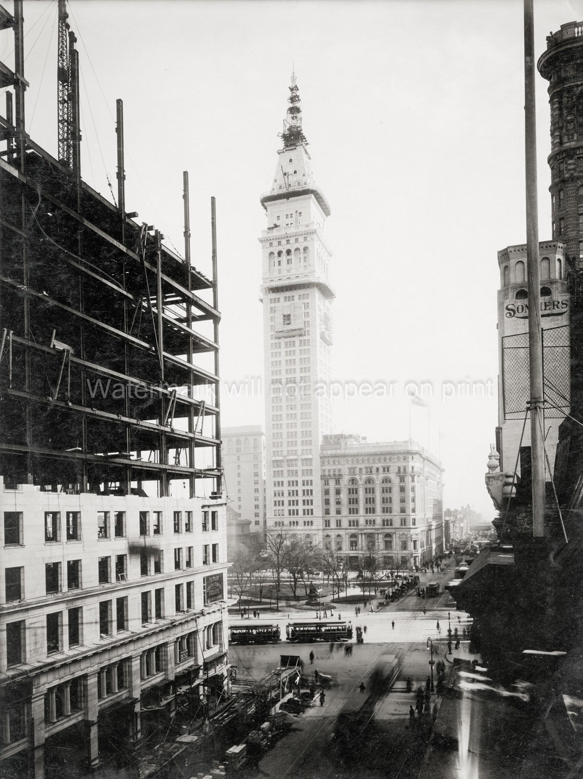 Manhattan Met Life Tower Construction Skyscraper Madison Vtg. Photo 20thC.