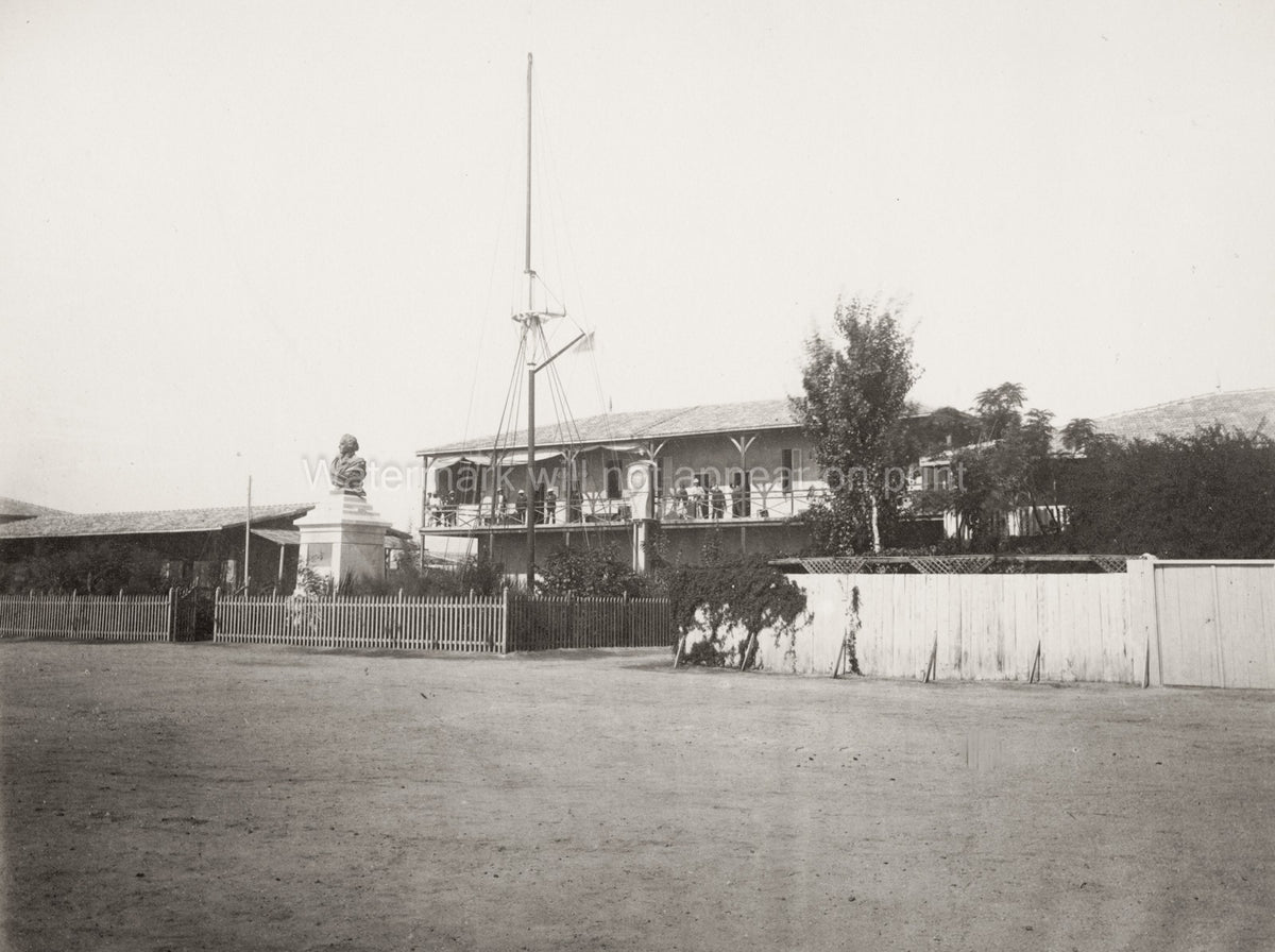 Suez Canal Office Egypt Building Monument Flagpole Vtg. Photo 19thC.