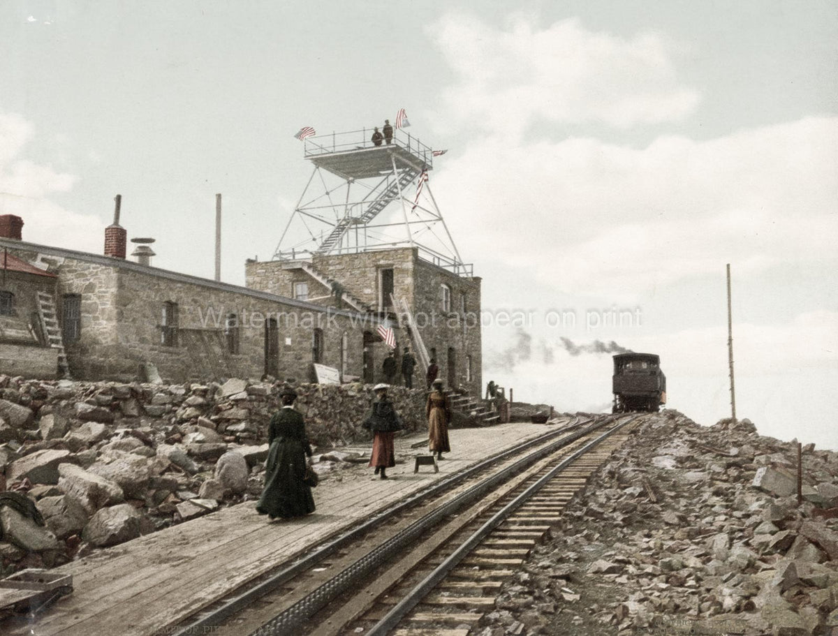 Pike's Peak Summit Colorado Cog Railway Train Station Tower Vtg. Photo 19thC.