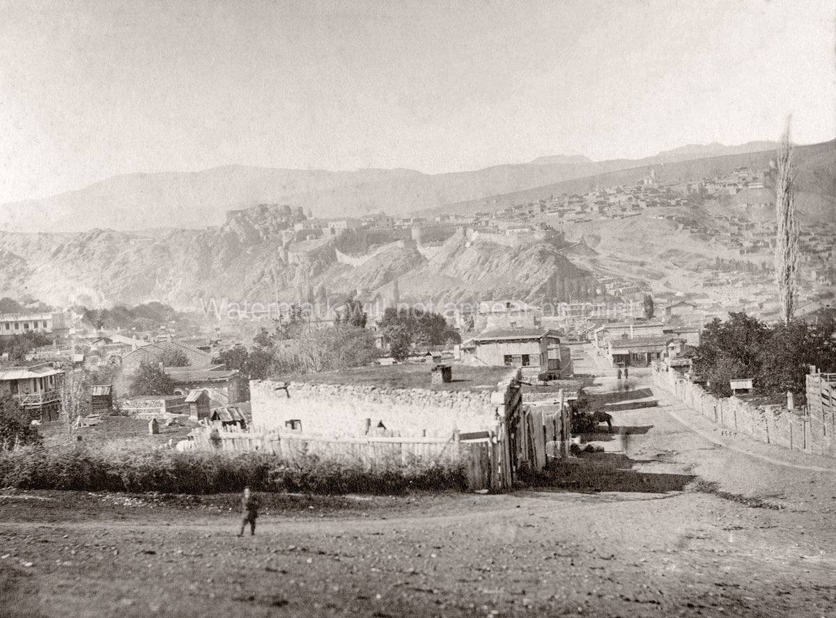 Akhaltsikhe Georgia Caucasus Fortress Hillside Town Landscape Vtg. Photo 19thC.